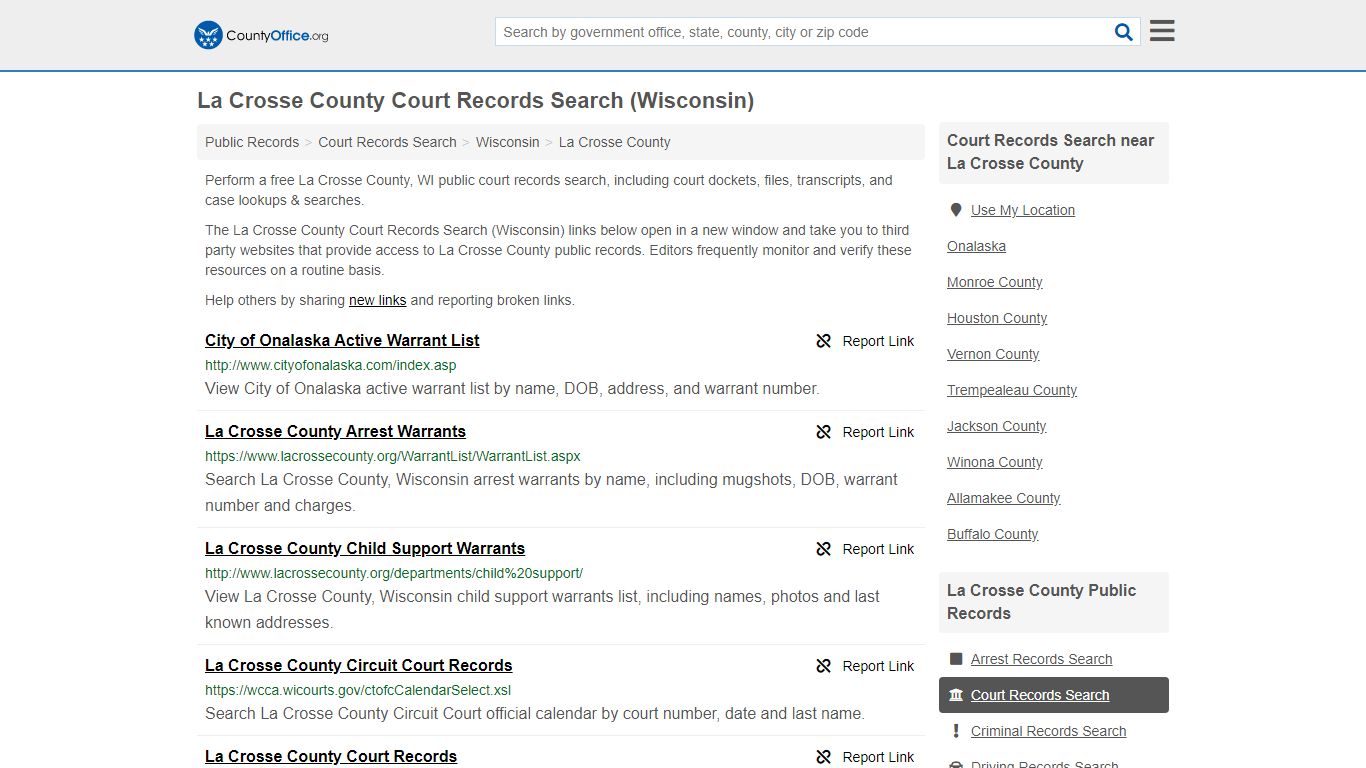 Court Records Search - La Crosse County, WI (Adoptions ...