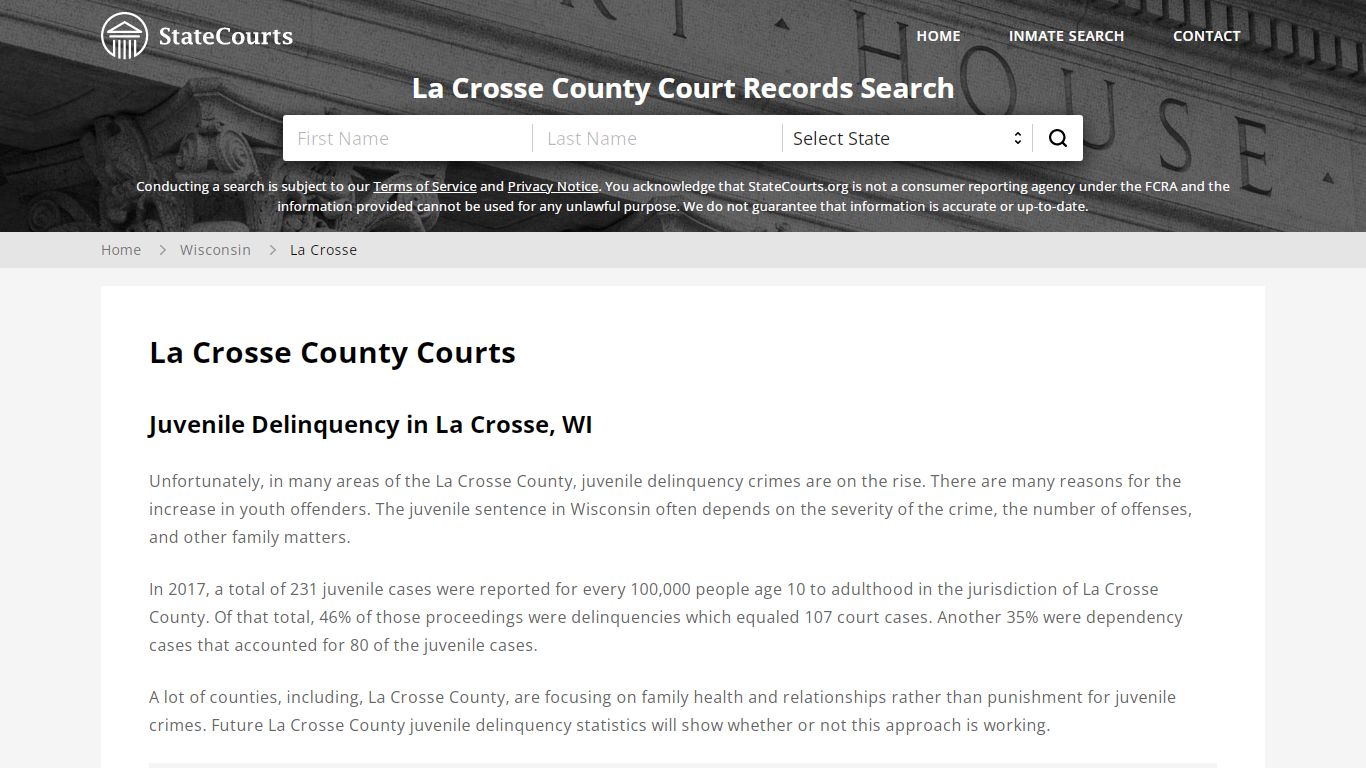 La Crosse County, WI Courts - Records & Cases - StateCourts